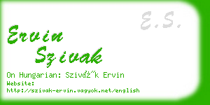 ervin szivak business card